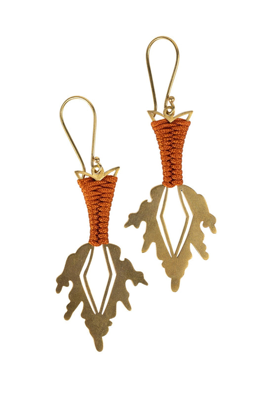 Earrings fire spear brass/nylon 2.5L br/rust