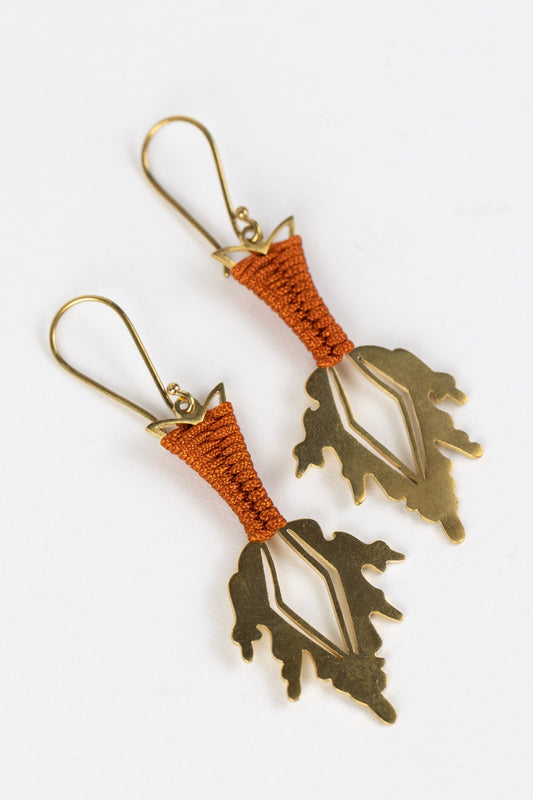 Earrings fire spear brass/nylon 2.5L br/rust