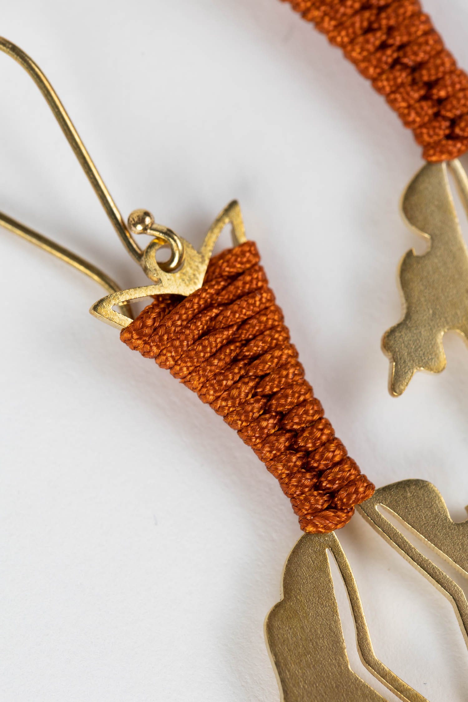 Earrings fire spear brass/nylon 2.5L br/rust