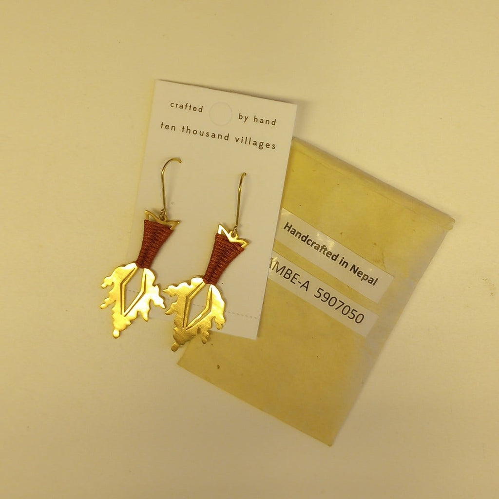 Earrings fire spear brass/nylon 2.5L br/rust