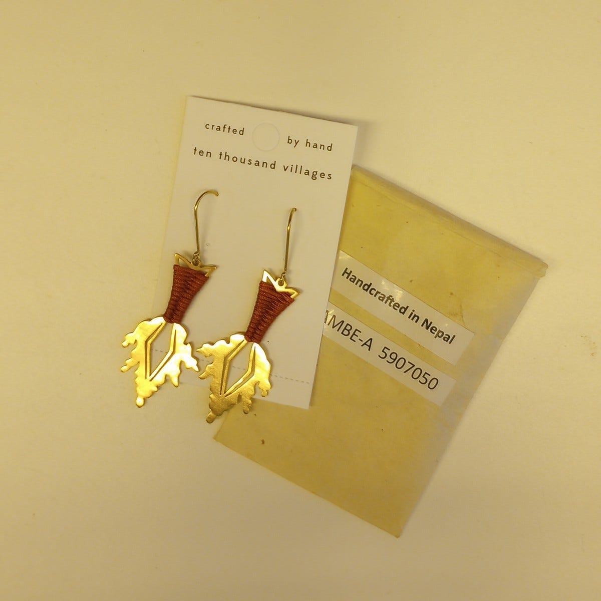 Earrings fire spear brass/nylon 2.5L br/rust