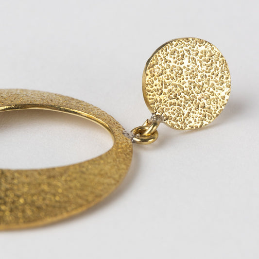 Earrings textured discs w/oval cutout br 1.75L br