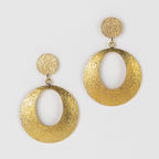 Earrings textured discs w/oval cutout br 1.75L br