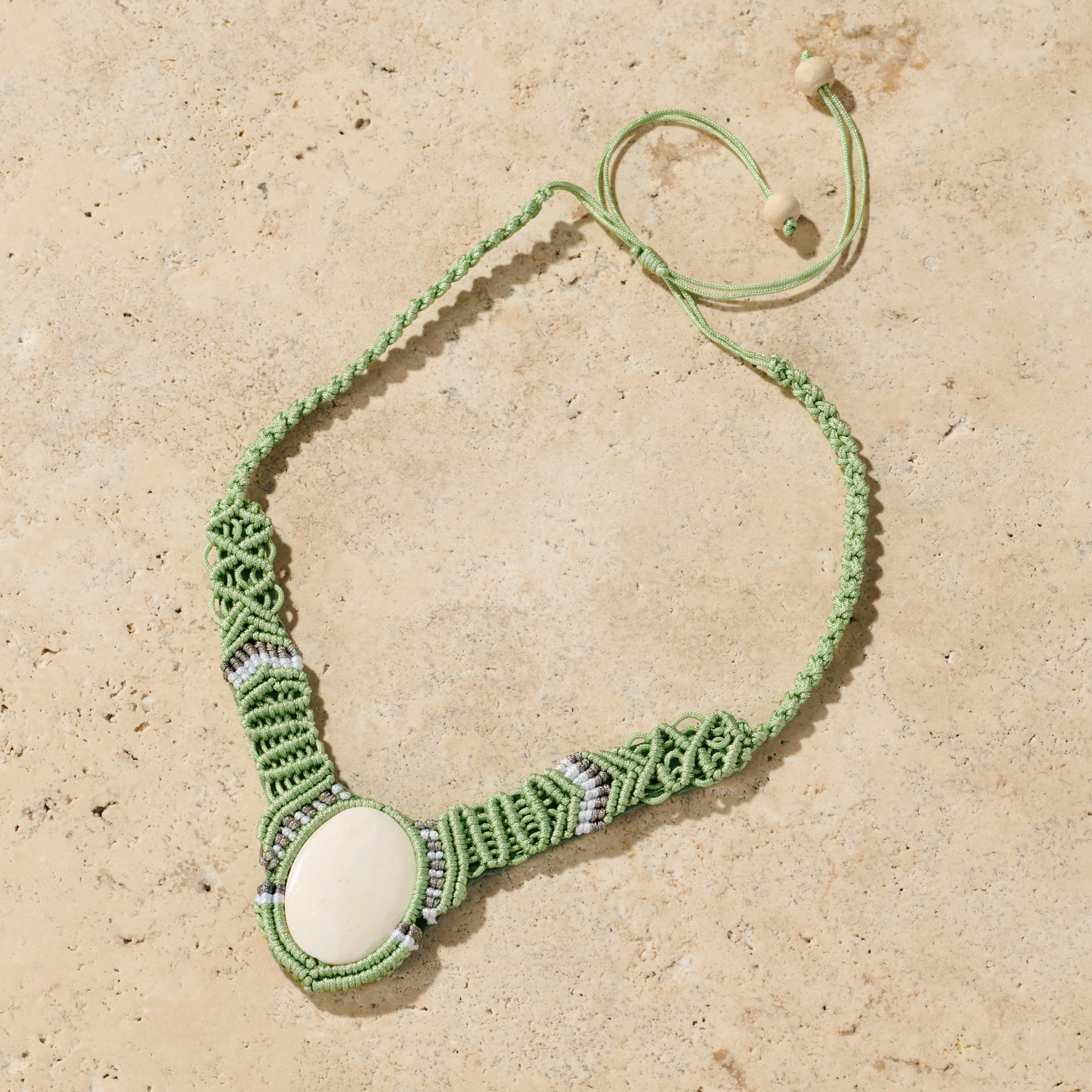 Chhaya Macrame and Bone Necklace