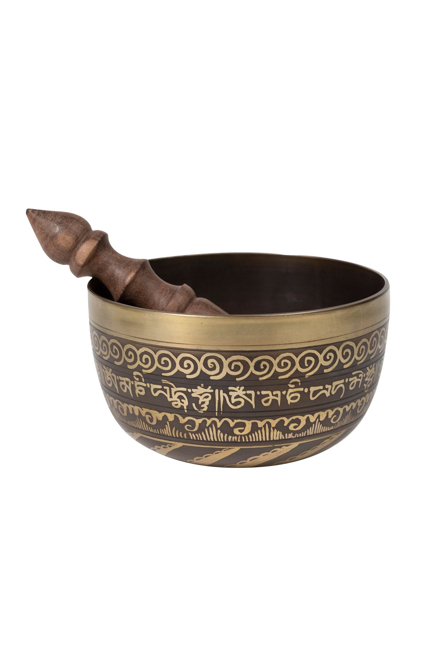 Singing bowl outside engraved metal 6Dx3H bronze