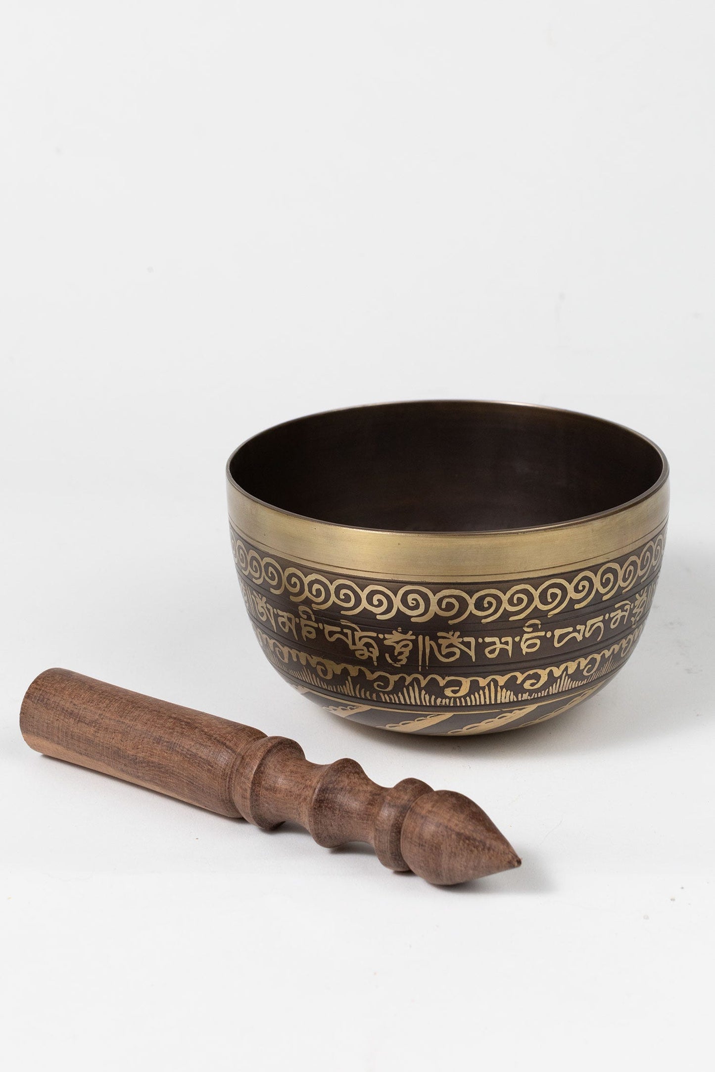 Singing bowl outside engraved metal 6Dx3H bronze