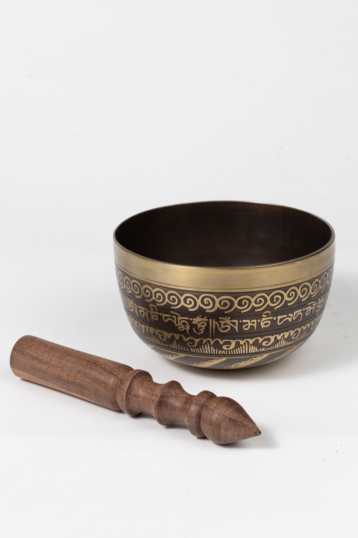 Singing bowl outside engraved metal 6Dx3H bronze