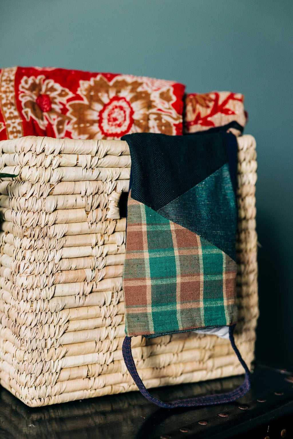 Neck wrap patchwork cotton/flax 16Lx6W asst