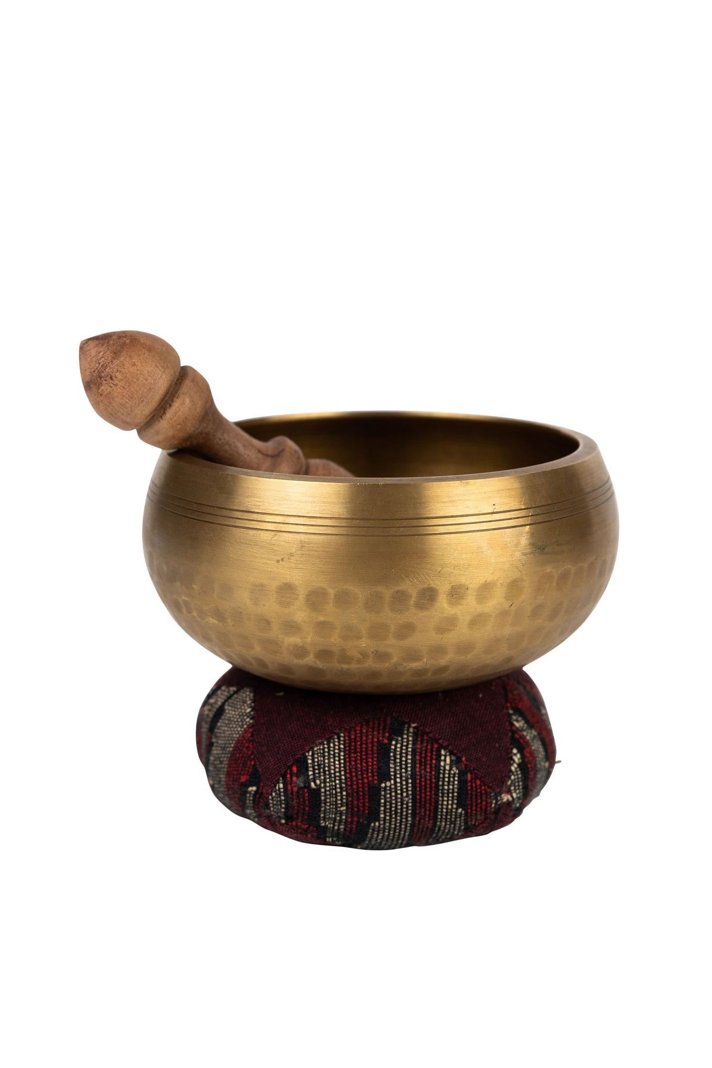 Singing bowl w/pillow/bag hammered brass 4.5Dx2H
