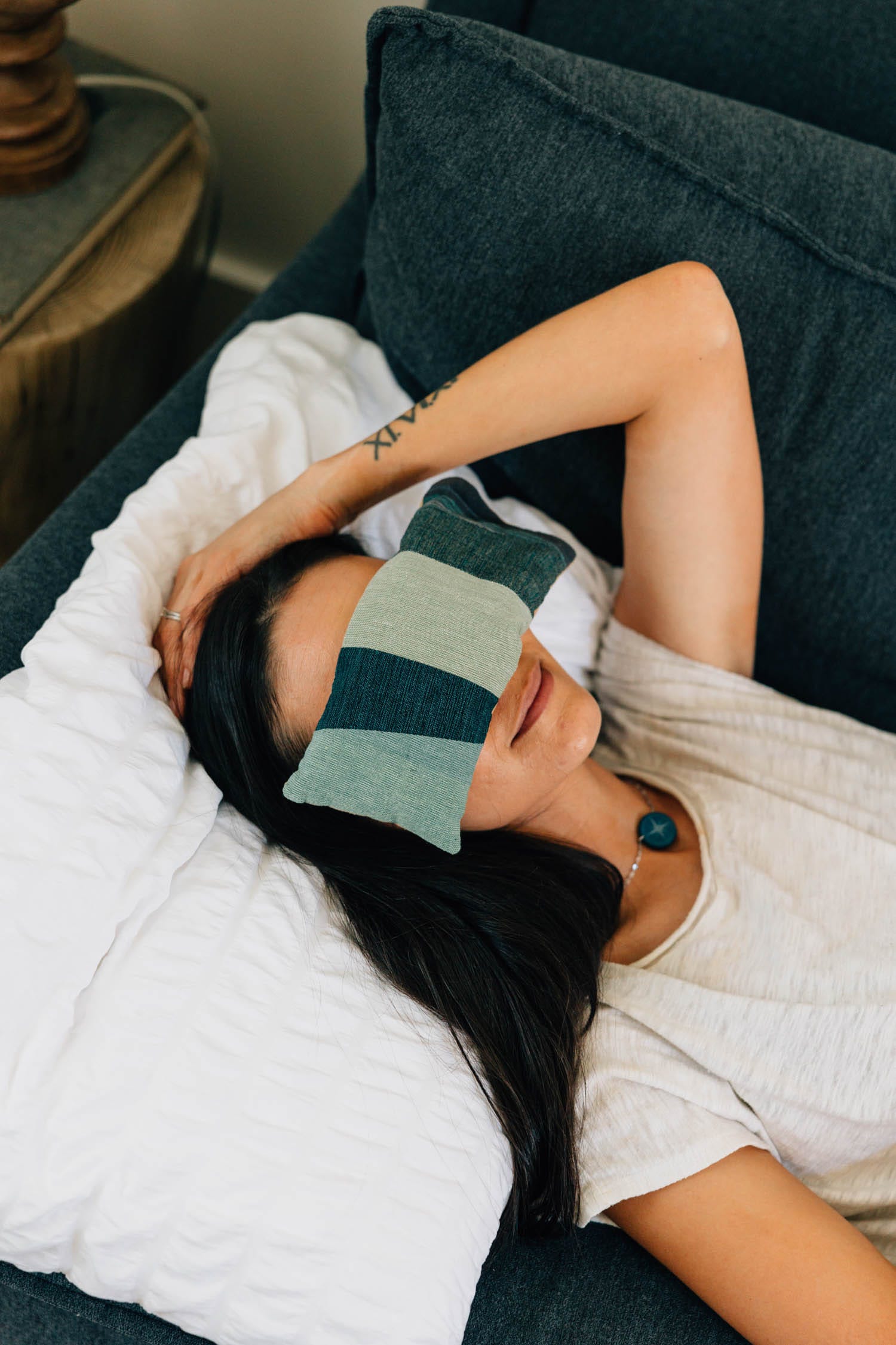 Eye pillow patchwork cotton/flax 9Lx4W asst