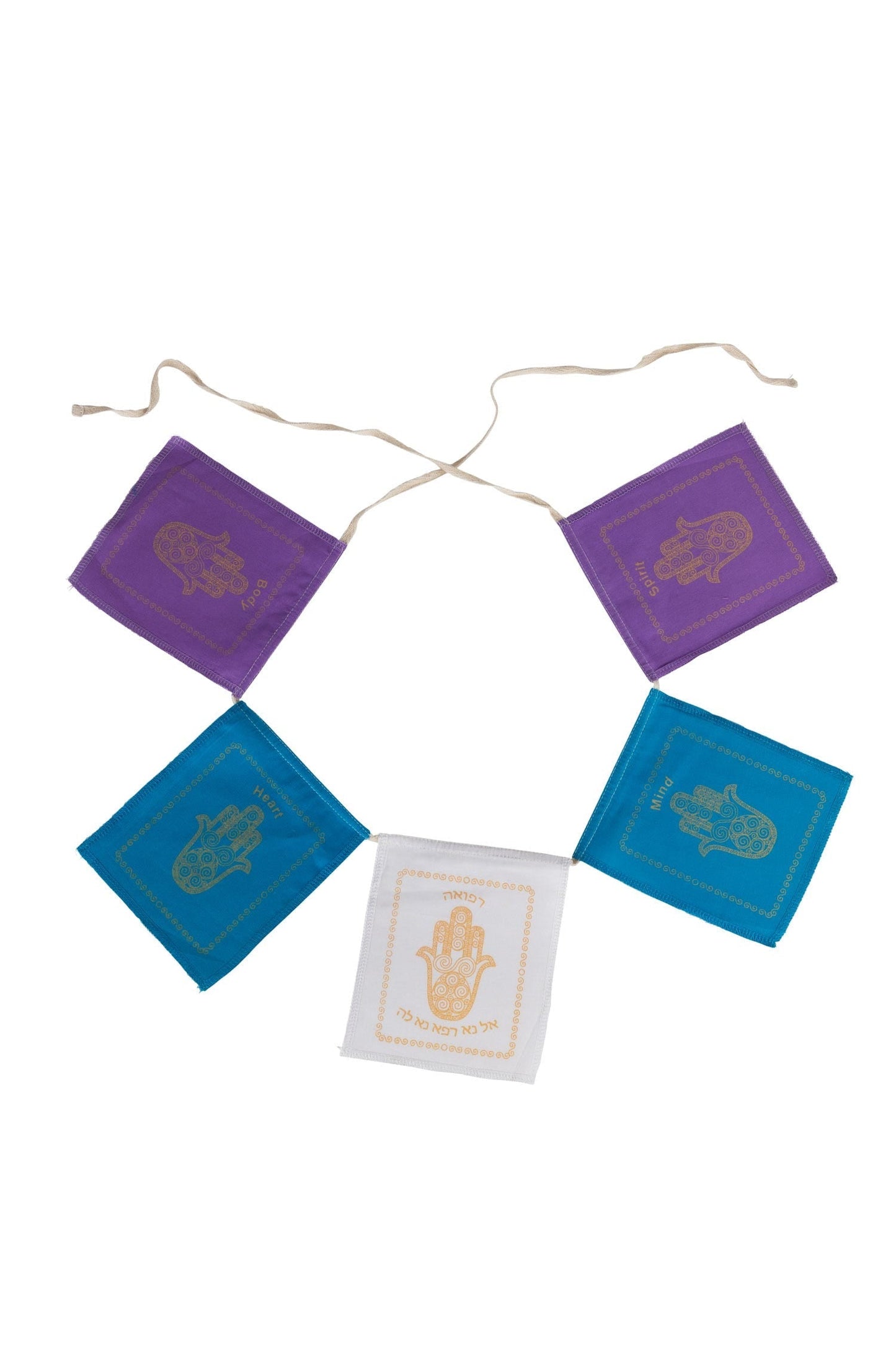 Garland Jewish healing flags cttn 62L prpl/trq/wht