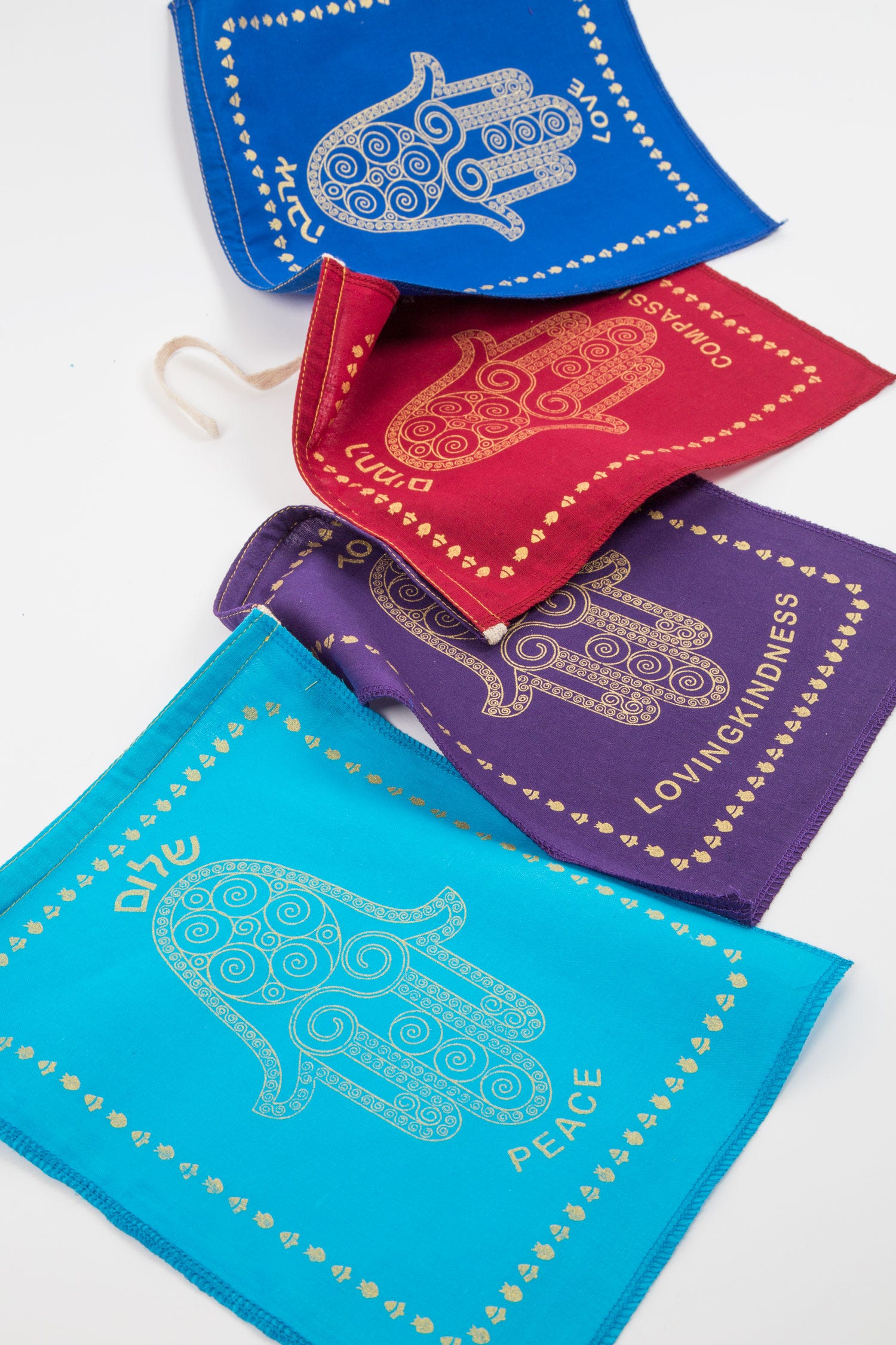 Garland Jewish blessings cotton 90L prpl/red/blu