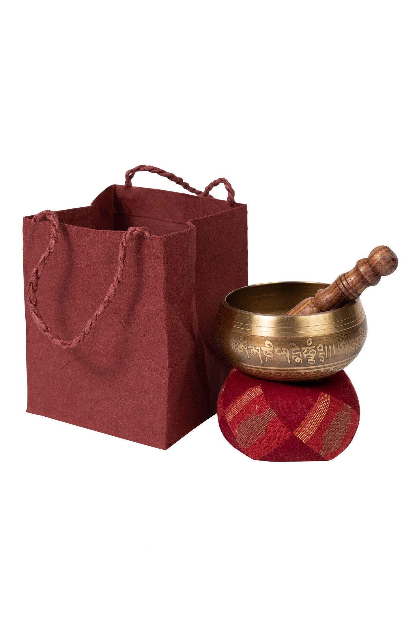 Singing bowl w/pillow/bag mtl/wd/ppr 4Dx2H bronze
