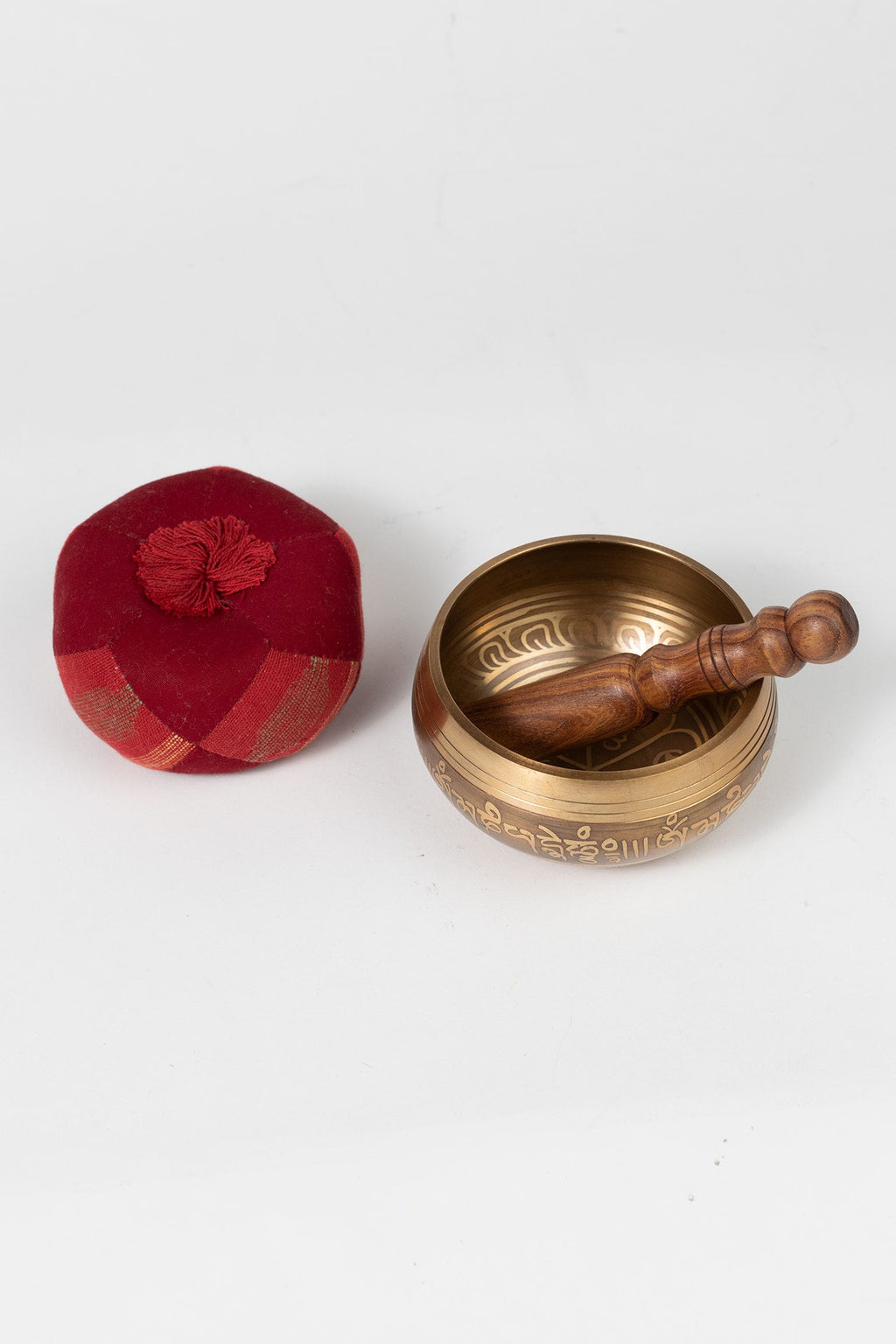 Singing bowl w/pillow/bag mtl/wd/ppr 4Dx2H bronze