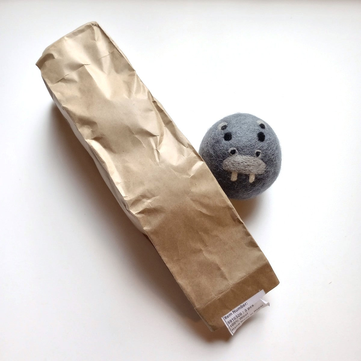 Eco Wool Dryer Balls, "Hippo"