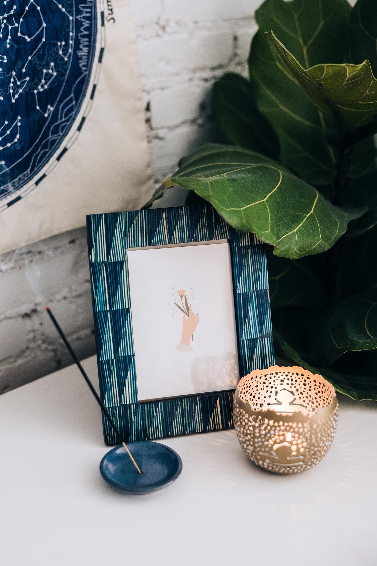 Incense holder dish M/5 stoneware clay 3D navy