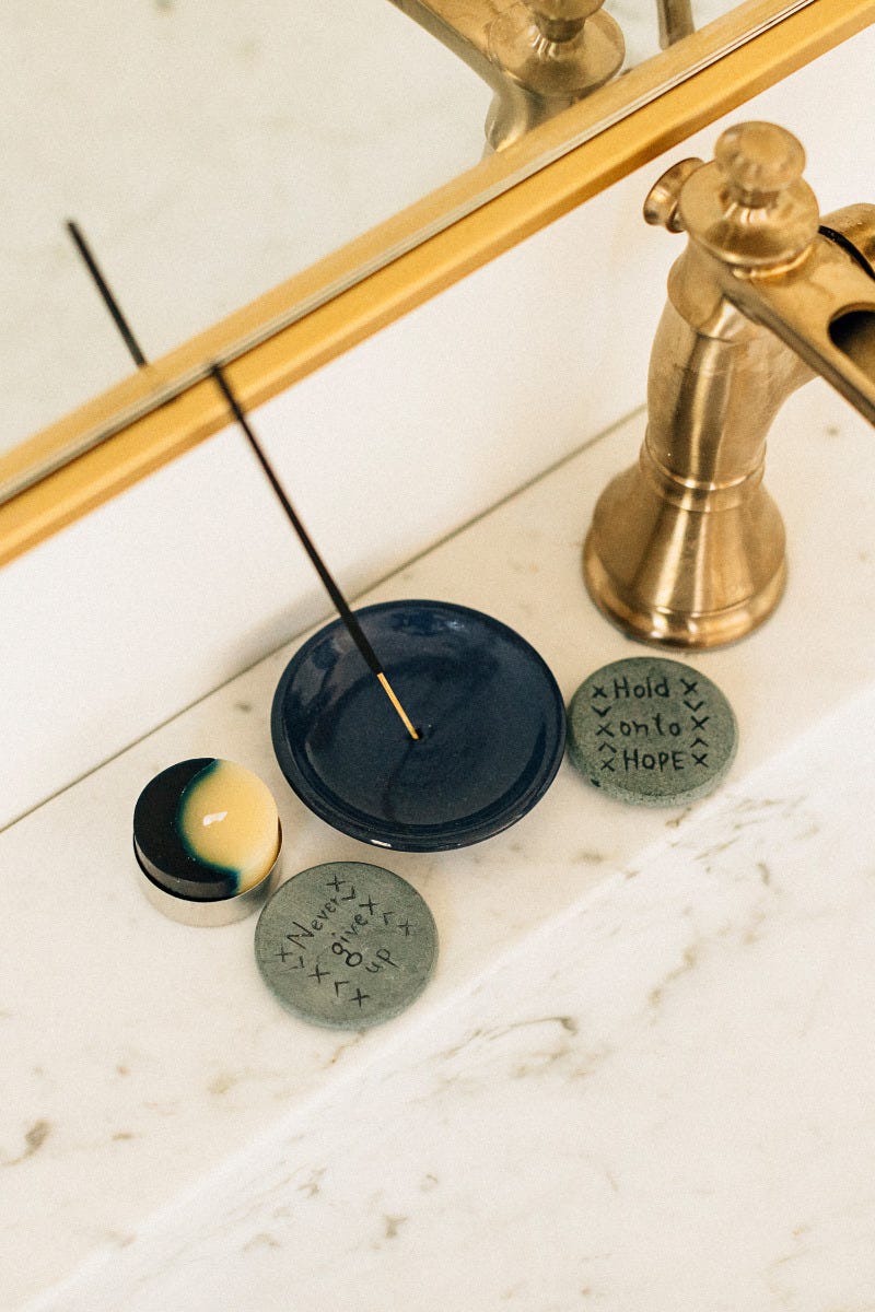 Incense holder dish M/5 stoneware clay 3D navy