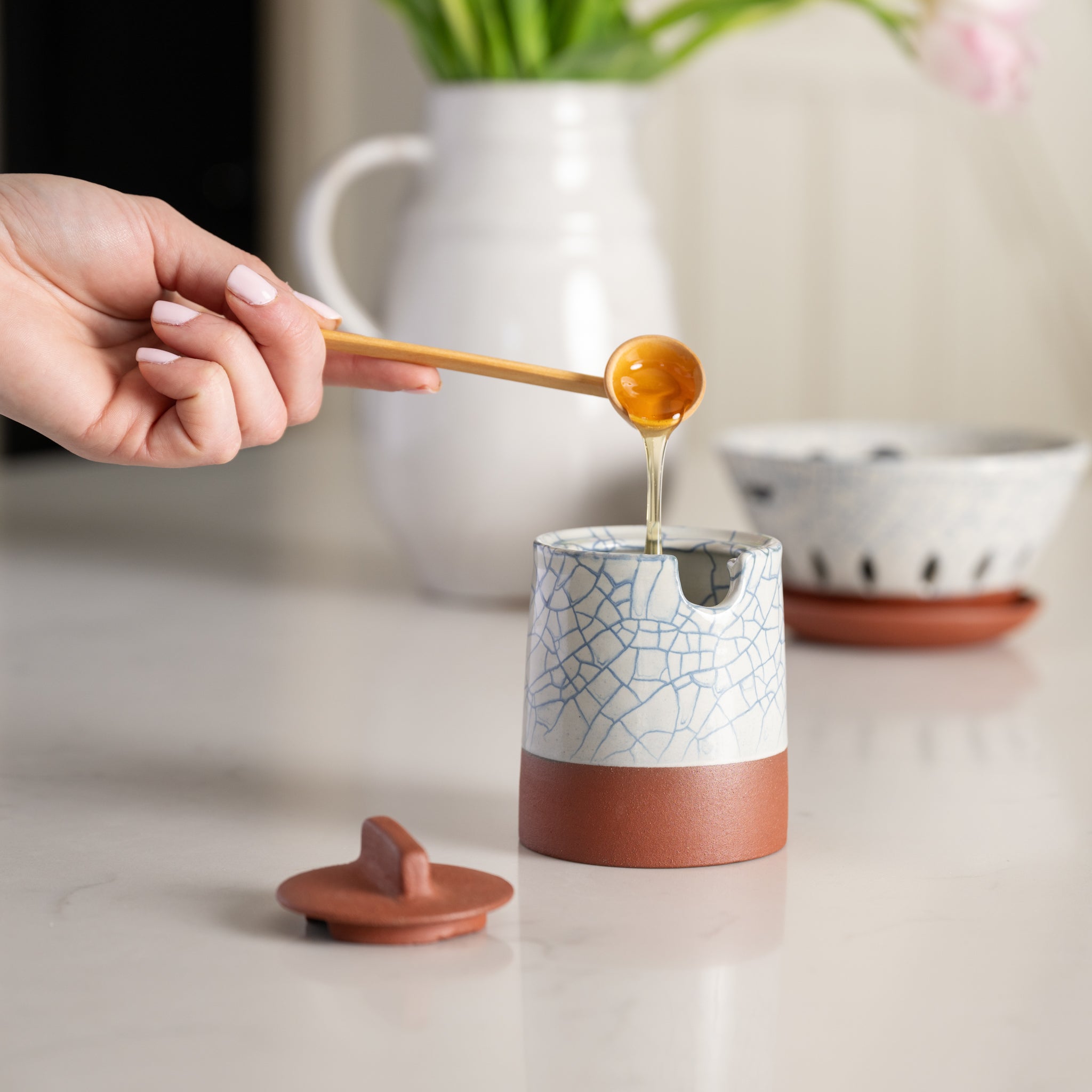 Ciya Blue Crackle Honey Pot