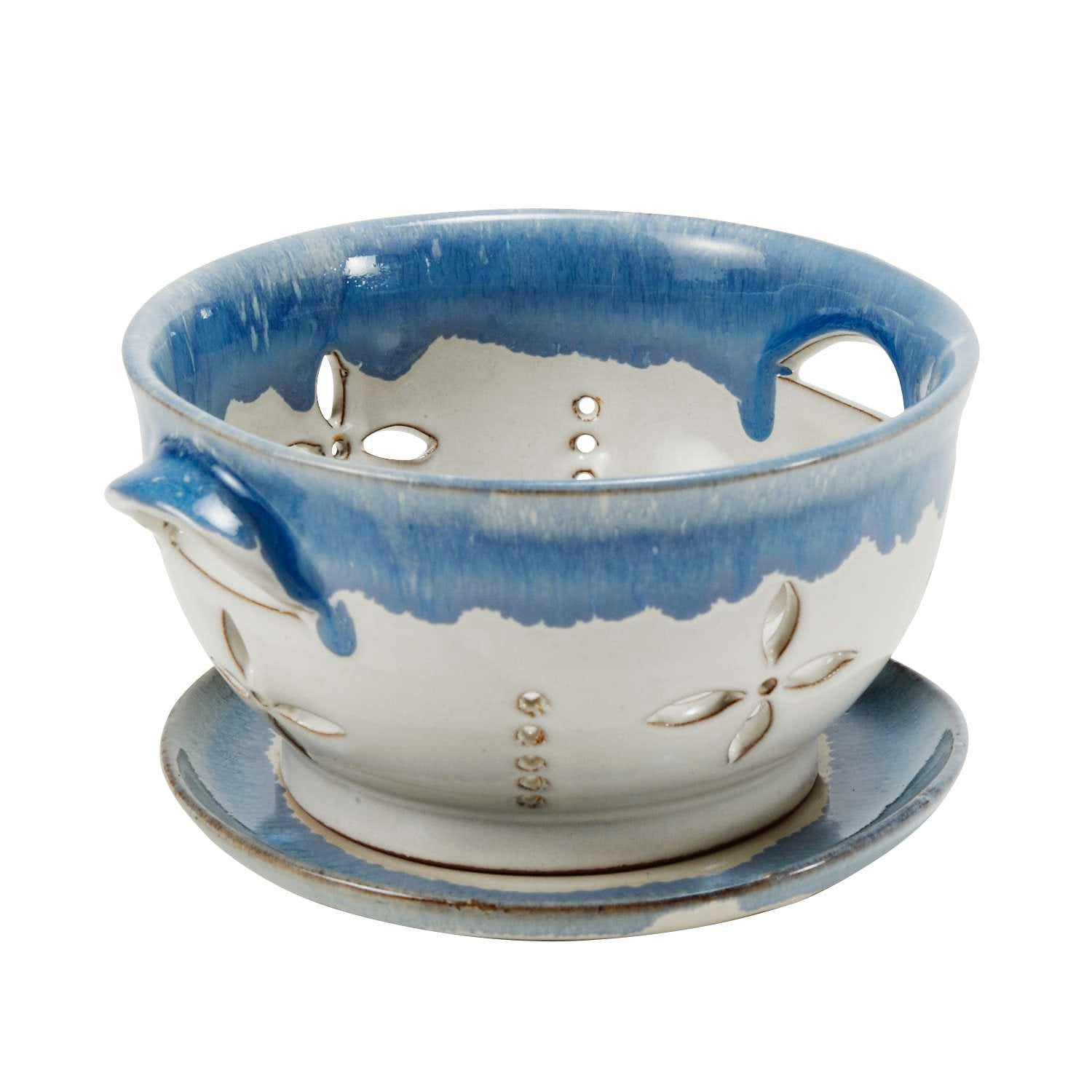 Colander drip glz cer 6D crm/blu