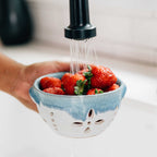 Colander drip glz cer 6D crm/blu