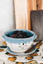Colander drip glz cer 6D crm/blu