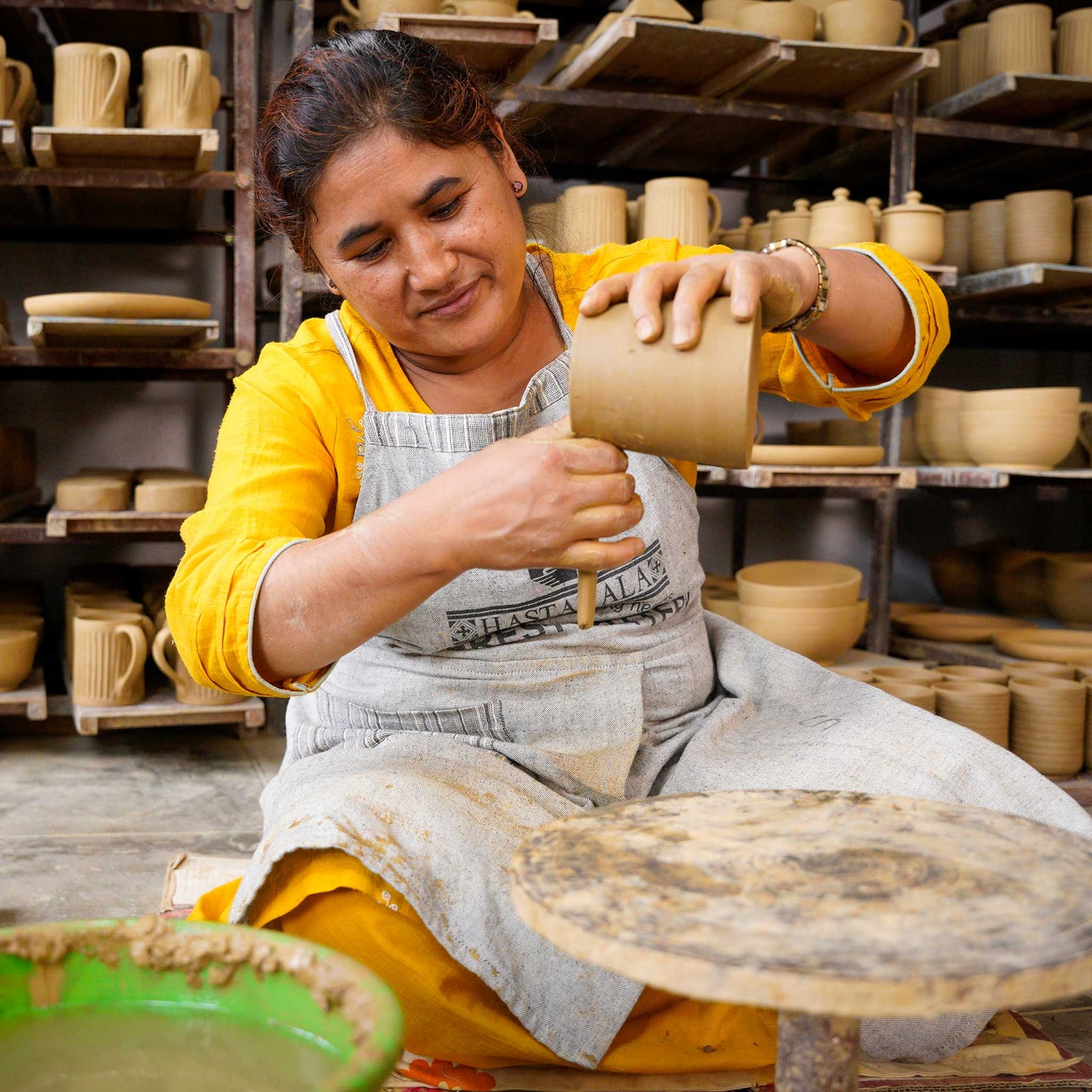 Mug nat w/ombre f/12oz ceramic 4D beige/blu