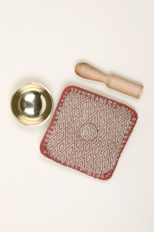Singing bowl mini w/pillow 2D 3.5sq rust/cream