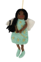 Ornament angel w/braid/boots M/3 felt 4H aqua/brn