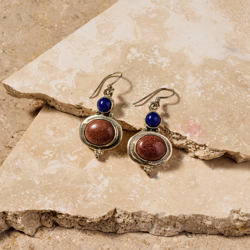 "Styacka" Mixed Stone Dangle Earrings