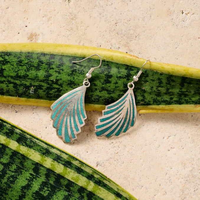 "Cila" Turquoise & Metal Dangle Wing Earrings