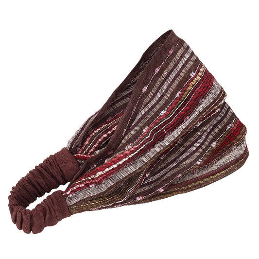 Headband stripes cotton 7W brown