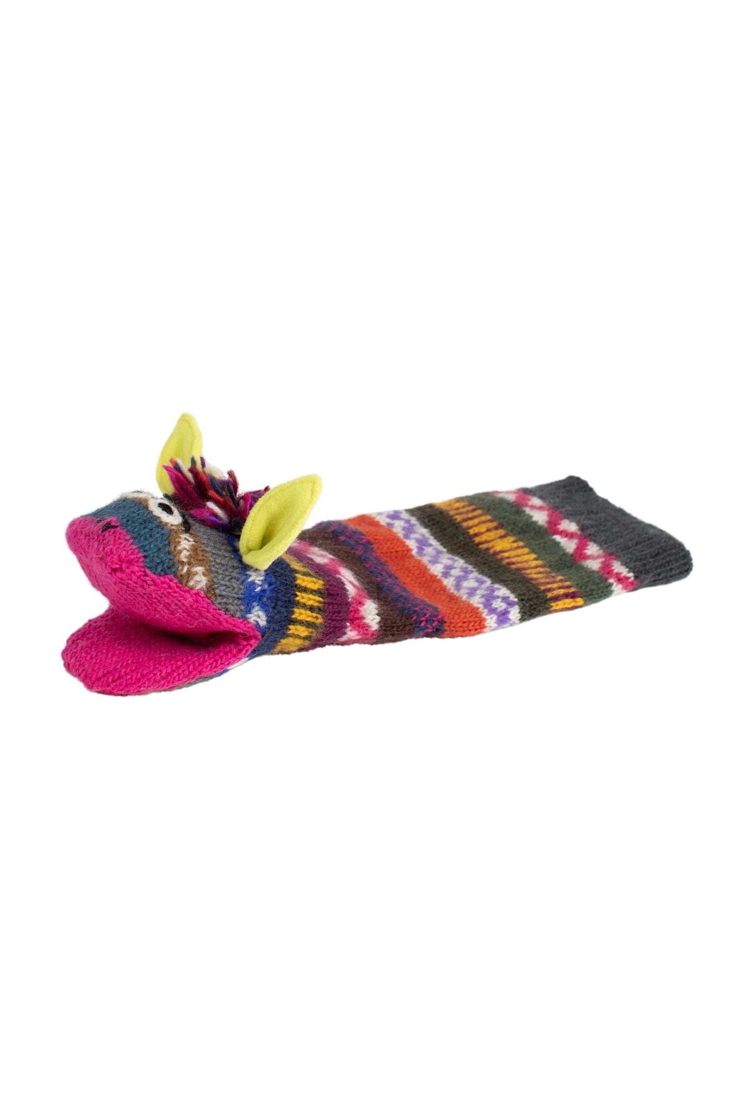 Puppet sock monster w/ears wool 14L multi/asst