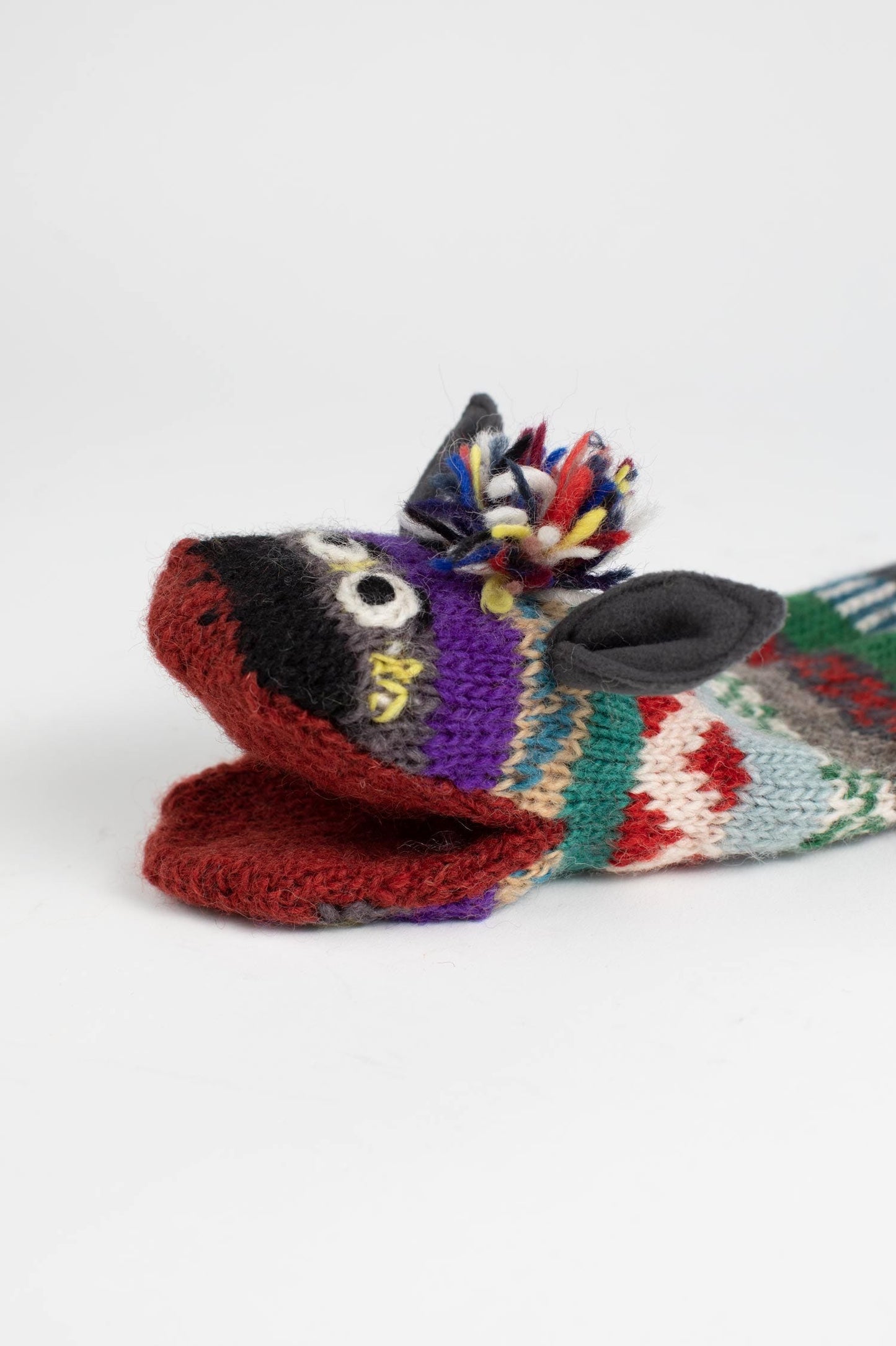 Puppet sock monster w/ears wool 14L multi/asst