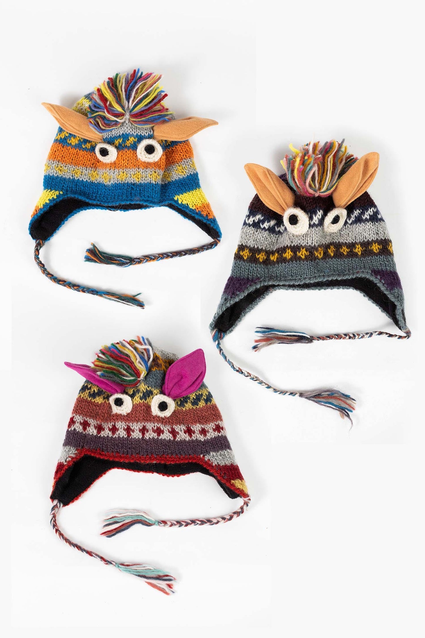 Hat monster f/child lined wool/polyester assorted