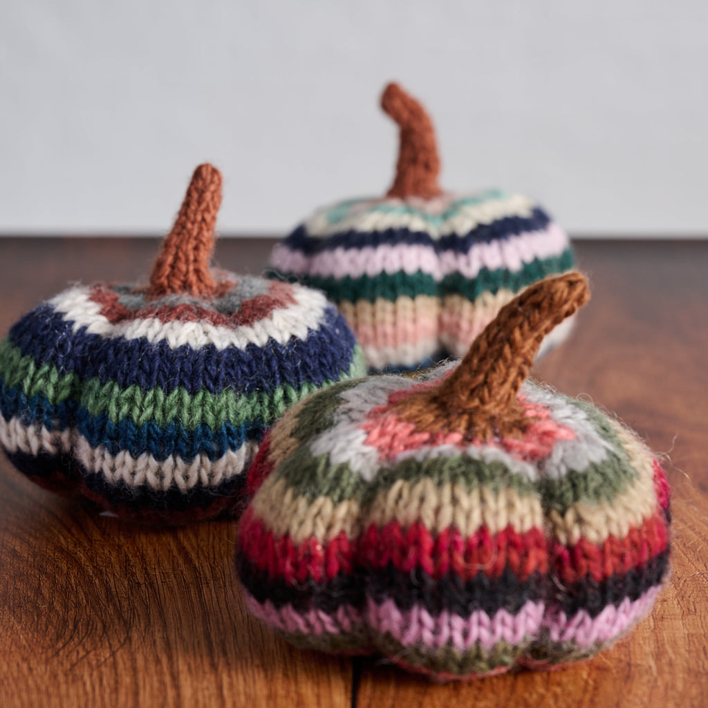 Pumpkin striped M/2 knit wool/polyfill 4.5D asst