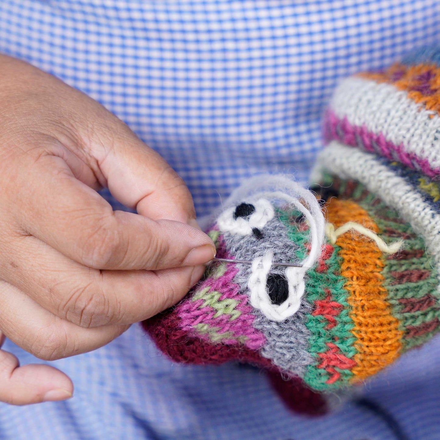 Puppet sock monster w/ears wool 14L multi/asst