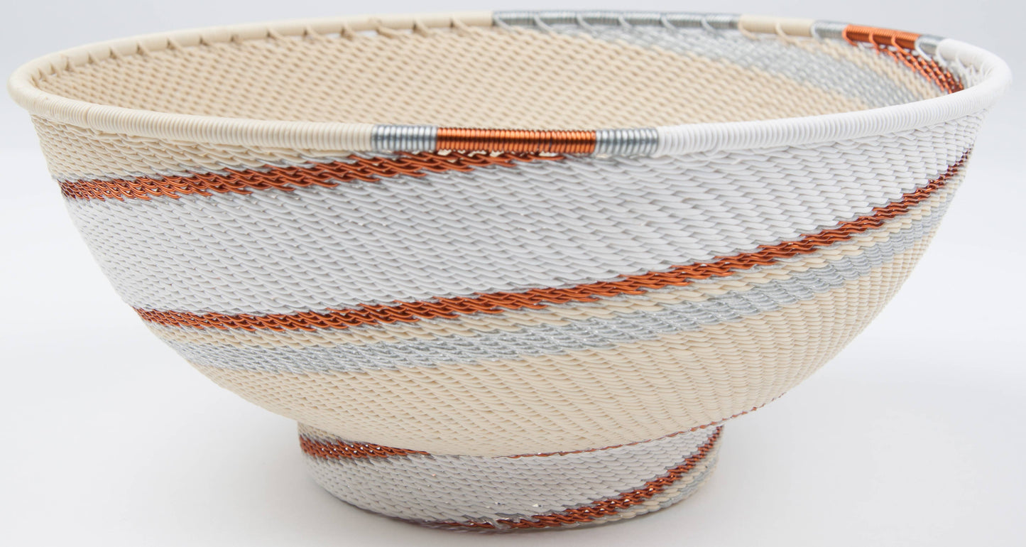 Large Round with Base Zulu Wire Basket, Assorted Colors