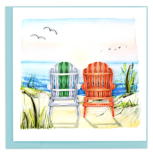 Quilled Greeting Card, "Beach Adirondack Chairs"