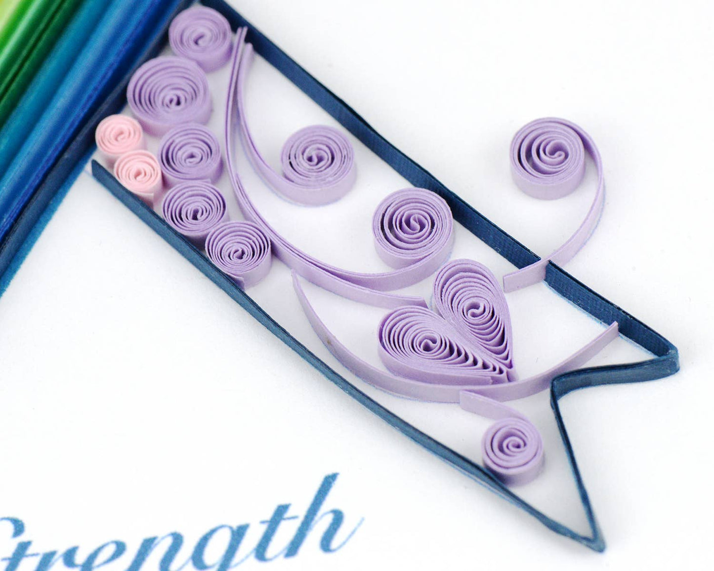 Quilled Greeting Card, "Rainbow Cancer Ribbon"