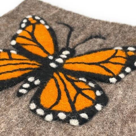 Monarch Butterfly on Gray Square Felt Trivet