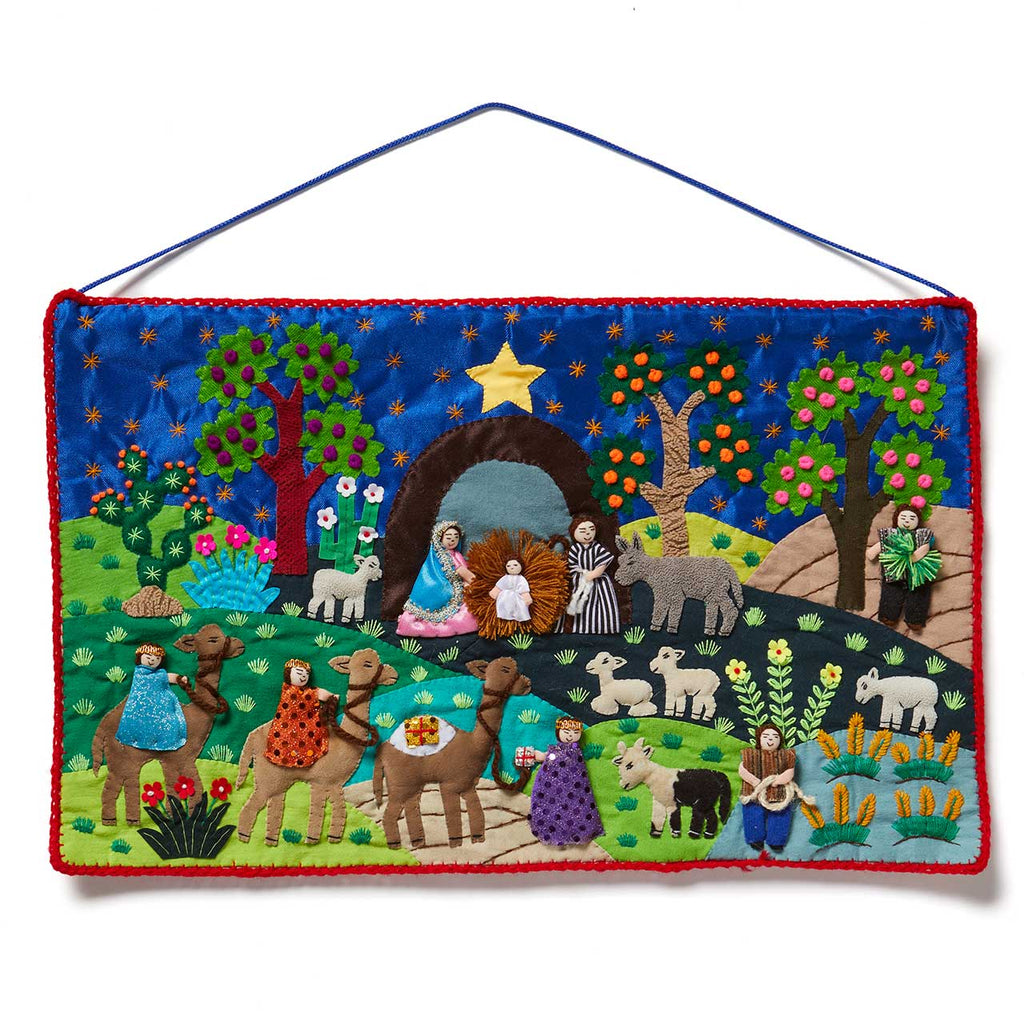 Arpillera Nativity Christmas Wall Art