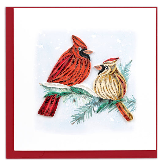 Quilled Greeting Card, "Cardinal Pair"