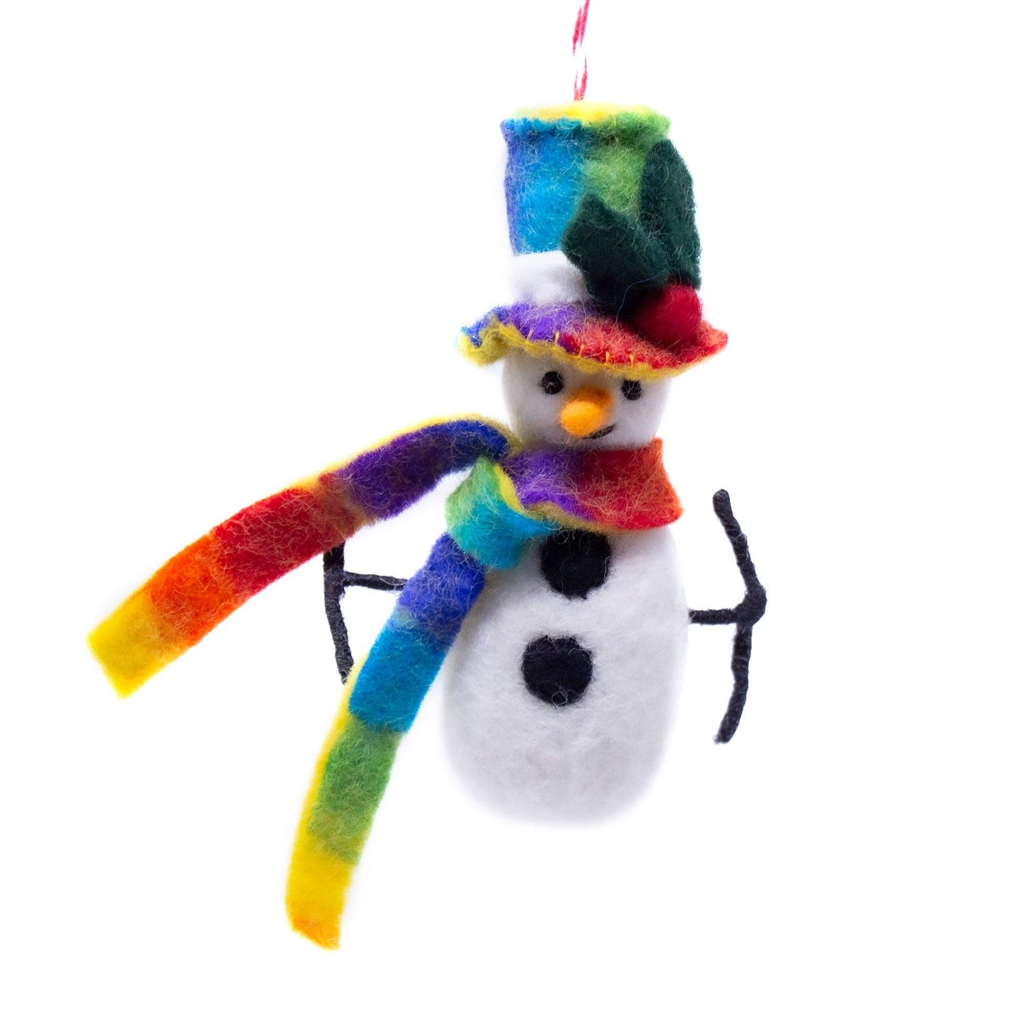 Technicolor Snowman Felt Ornament