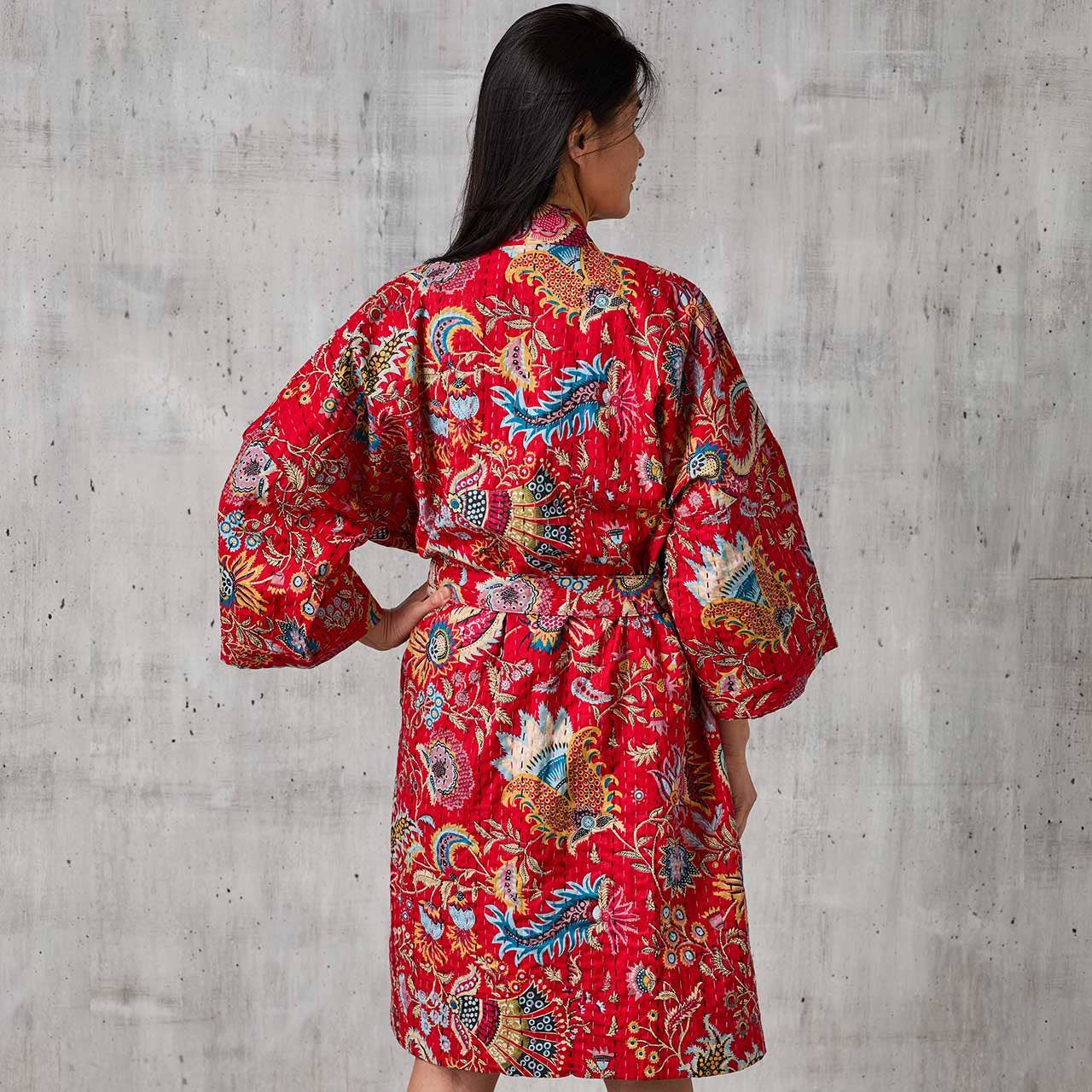 Crimson Paisley Kantha Robe