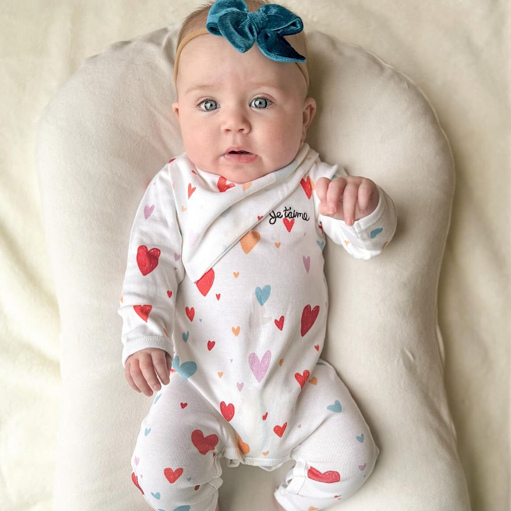 Heart Pattern Organic Cotton Kerchief Bib