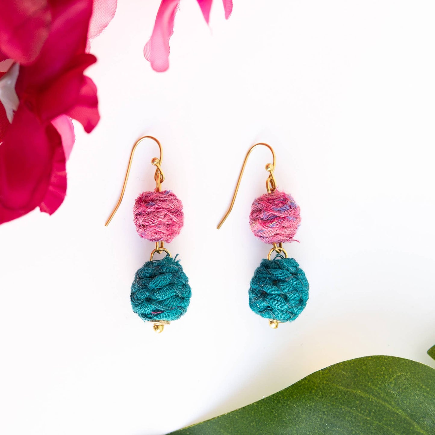 Threaded Kantha Drop Earrings - Bloom