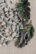 Earrings oval in oval pearl/strlg 3L white/silver