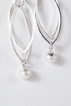 Earrings oval in oval pearl/strlg 3L white/silver