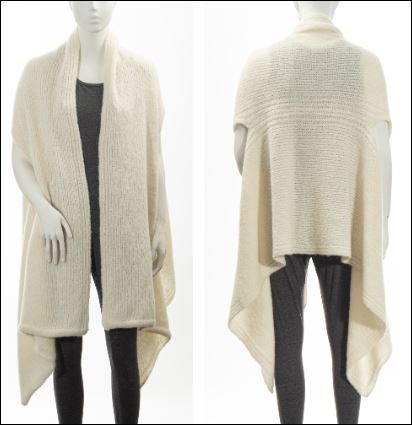 Wrap shawl alpaca/polymide 38L ivory