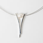 Necklace wire V pend pearl/strlg 19.5L silv/white